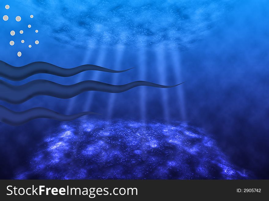 An Illustration Depicts a Scene on the Ocean Floor. An Illustration Depicts a Scene on the Ocean Floor.