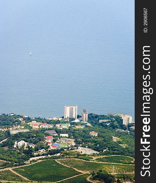 City at the sea (it is photographed from height of the bird's flight)