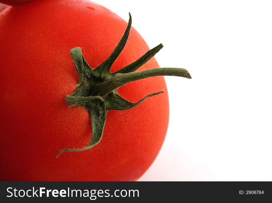 Red tomato border over white background