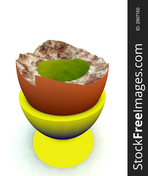 A image of a broken egg in a eggcup, this image is suitable for images relating to Easter and food. A image of a broken egg in a eggcup, this image is suitable for images relating to Easter and food.