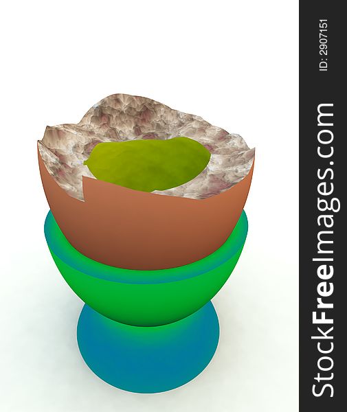 A image of a broken egg in a eggcup, this image is suitable for images relating to Easter and food. A image of a broken egg in a eggcup, this image is suitable for images relating to Easter and food.