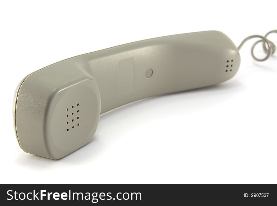 A modern phone handset, isolated on a white background.