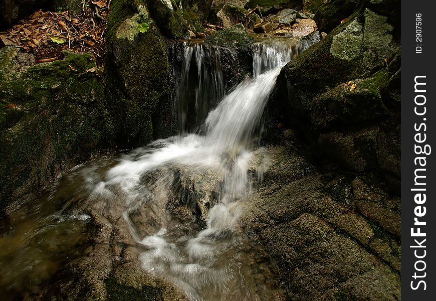 Forest waterfall landscape representing flowing water stream