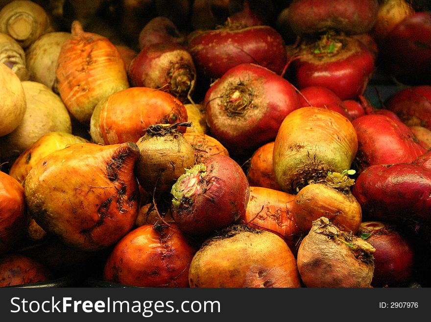 Pile of Organic Beets For Sale at Produce Market