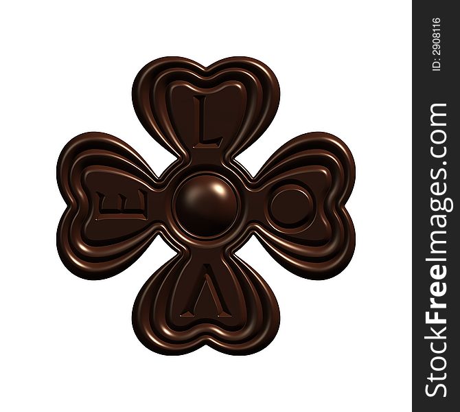 Chocolate love clover candy isolated