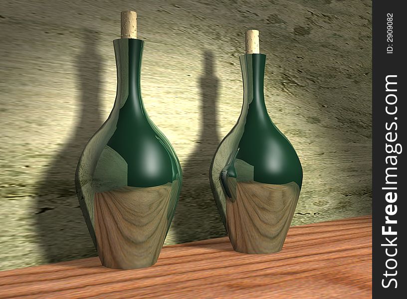 Two bottles of wine a background for designers
