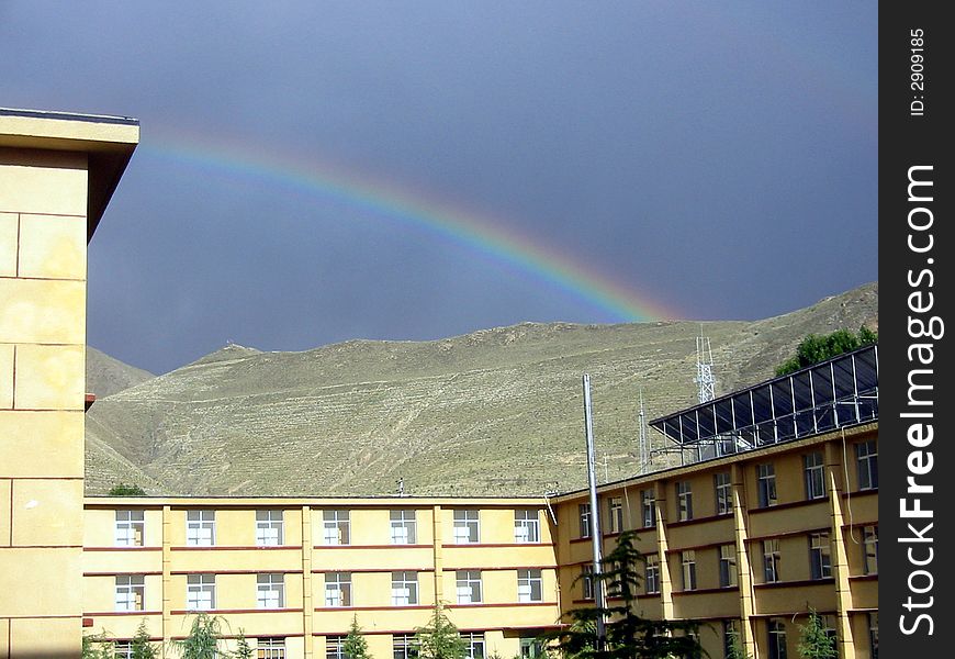 Rainbow in Tibet, rural China