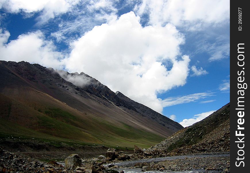 Tibetan Landscape: mountains and cloudscape