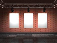 Blank Frames On Bricks Wall. Royalty Free Stock Images