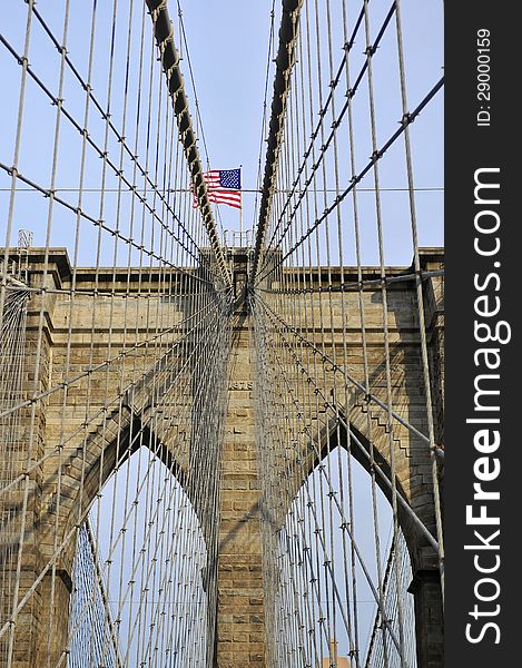 Upward Image Of Brooklyn Bridge In New York