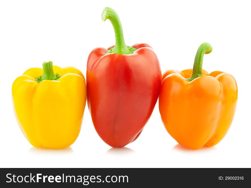 Fresh Colored Peppers / Paprika / on a white background