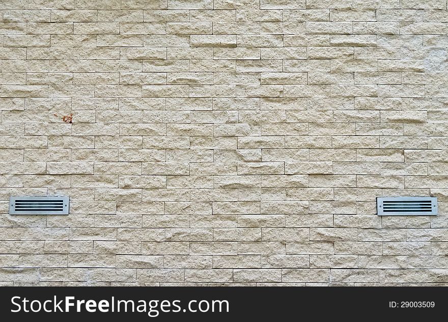 White brick wall with twin ventilator. White brick wall with twin ventilator