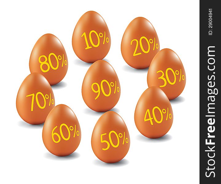 Set of chicken eggs with discount percents