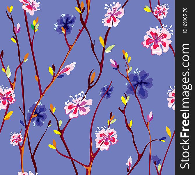 Vector seamless background with spring flower. Vector seamless background with spring flower