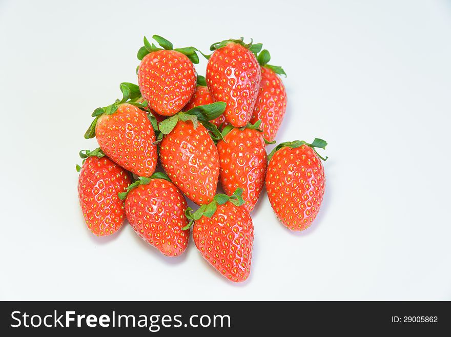 Group of fresh strawberry stack in white background