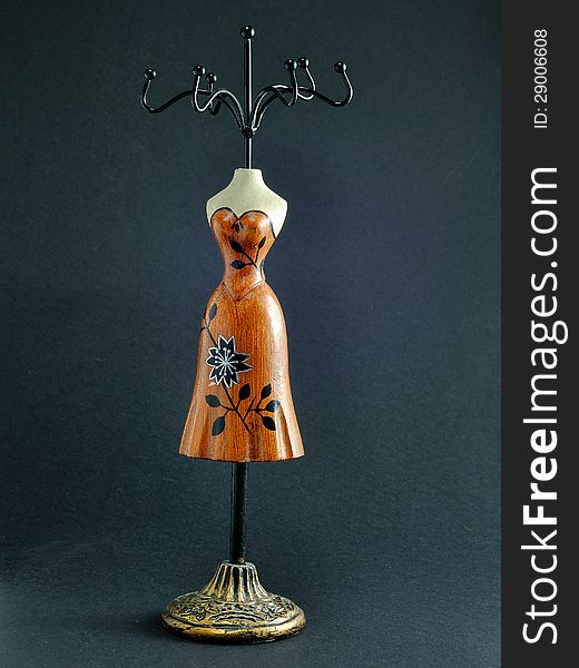 Wooden jewelry hanger shaped woman