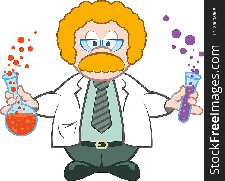 Vector cartoon character - a biochemist. Vector cartoon character - a biochemist.