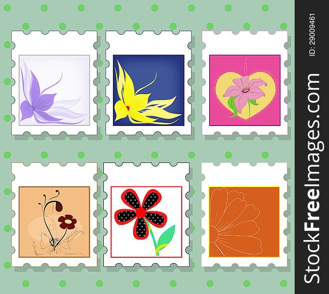 Postage Stamps With Flowers