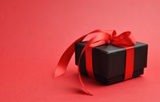 Beautiful Black Box Gift, Horizontal With Copy Space. Stock Image