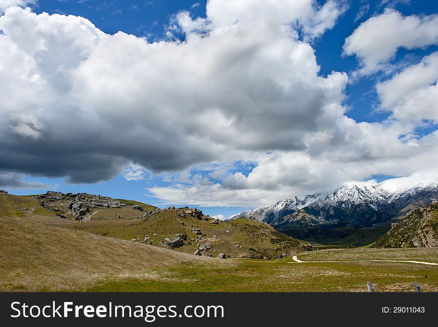 View of Arthur's pass and hiking trails in New Zealand. View of Arthur's pass and hiking trails in New Zealand