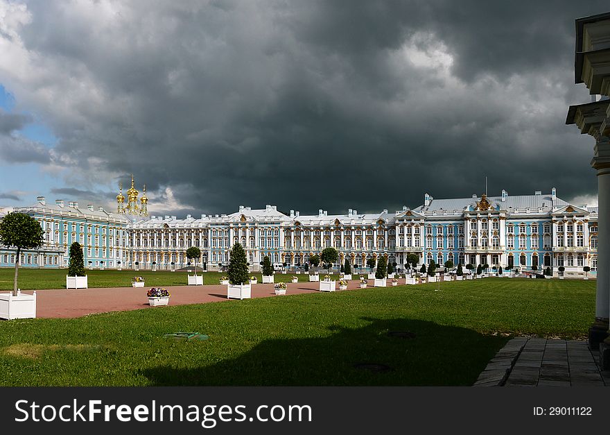 Catherine Palace against the dark sky, Pushkin, Russia. Catherine Palace against the dark sky, Pushkin, Russia.