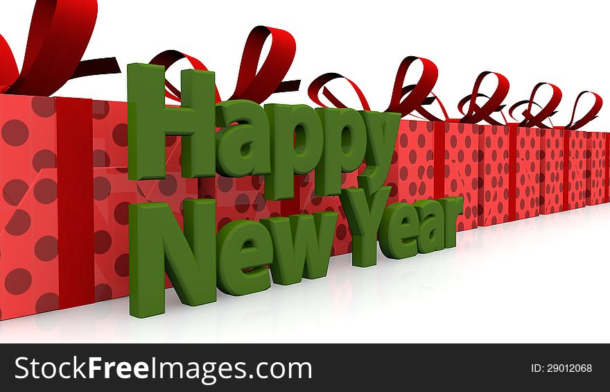 Happy new year text and gift