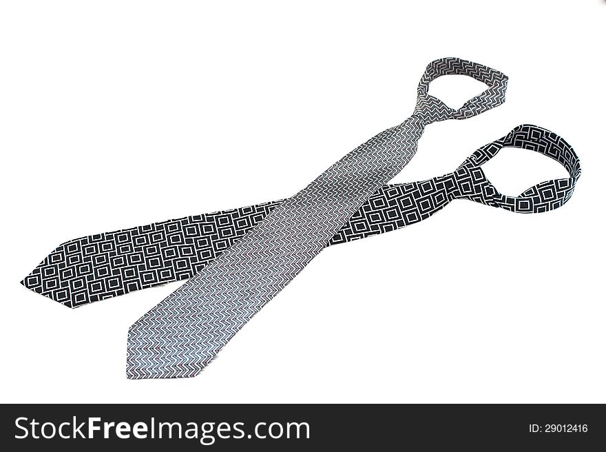 Two black and white pattern tie in white background
