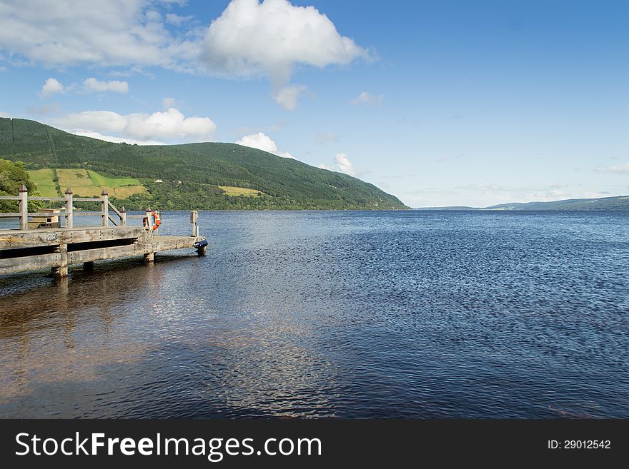 Wood jetty on the lake