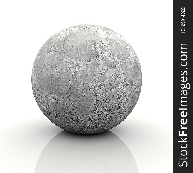 3d moon isolated and white background