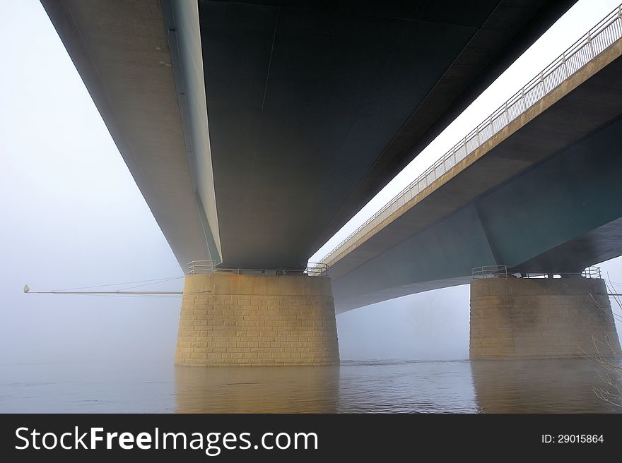 Highway bridge over the River Elbe near Magdeburg