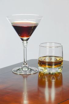 Red Wine In A Glass For Wine And Whiskey In A Glass Stock Photography