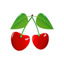 Two Cherry On A White Background Stock Photo Two Cherry On A White Background Stock Photo