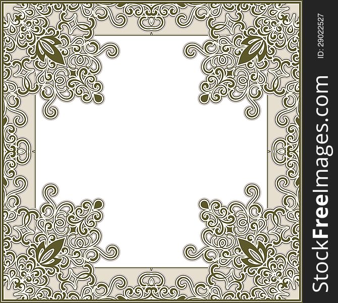 Vintage square frame for text or photos, ornamental template in neutral color. Vintage square frame for text or photos, ornamental template in neutral color