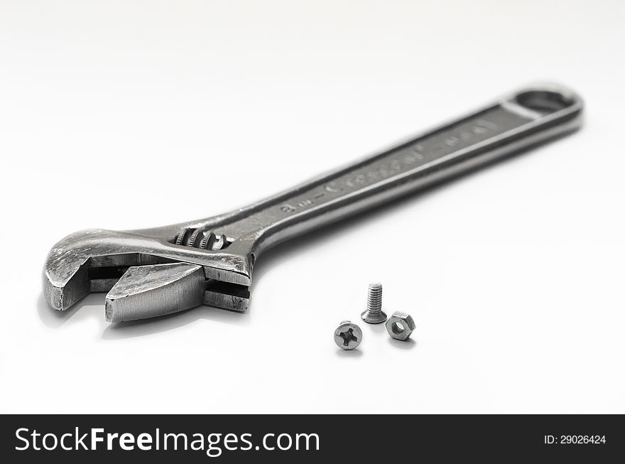 French wrench on white background