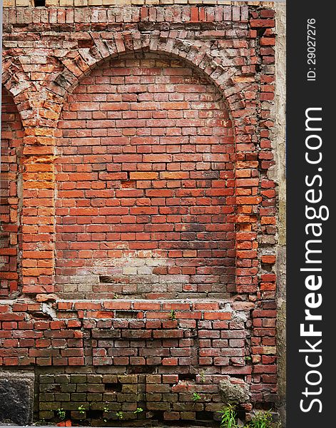 Red brick wall of the medieval houses