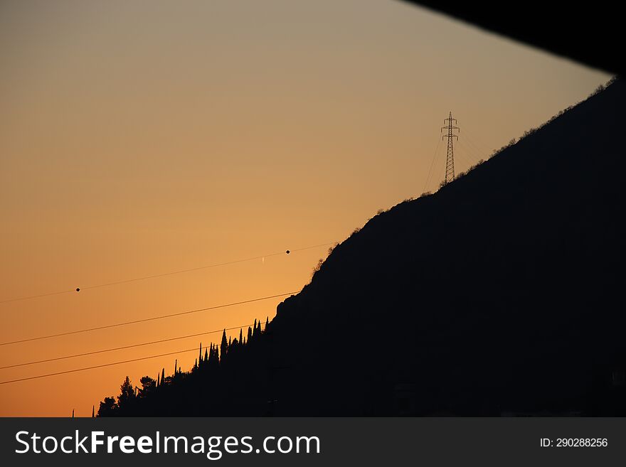 Play Of Light On The Sunset In The Mountains