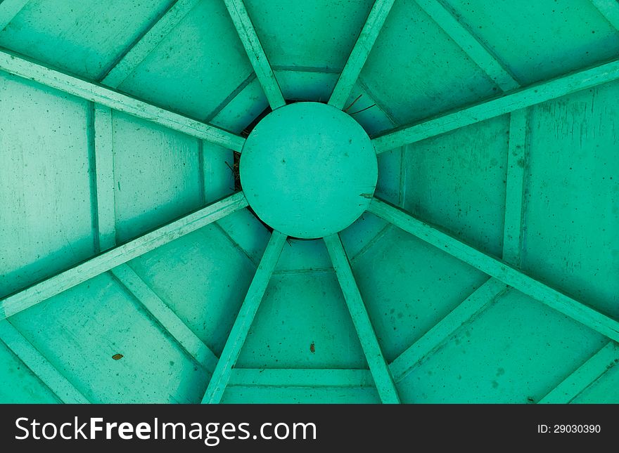 Old wooden ceiling,painted green. Old wooden ceiling,painted green.