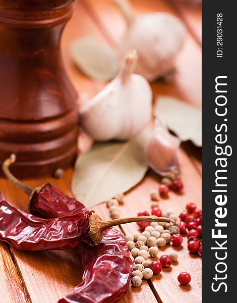 Red and white pepper still-life