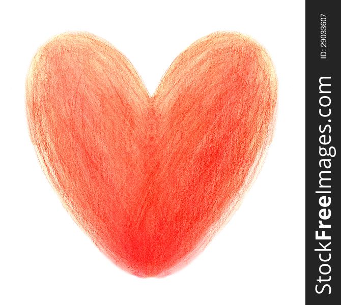 Beautiful watercolor red heart on a white background. Beautiful watercolor red heart on a white background