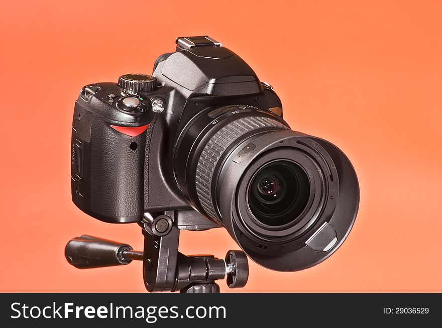 Digital Single-lens Reflex Camera On A Tripod