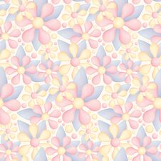 Seamless Floral Pattern With Three-dimensional Flowers In Pastel Colors. Botanical Background With Delicate Plants, Flowers, Leave Royalty Free Stock Image