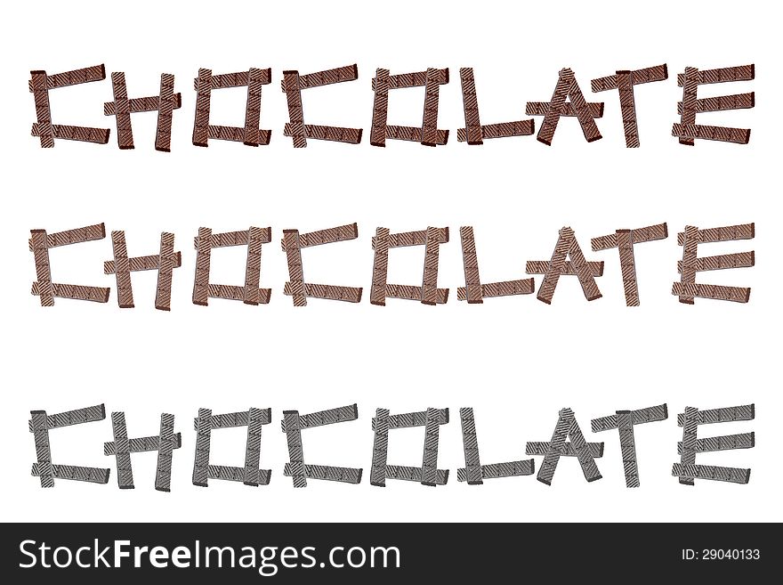 Chocolate word 3 color on white background