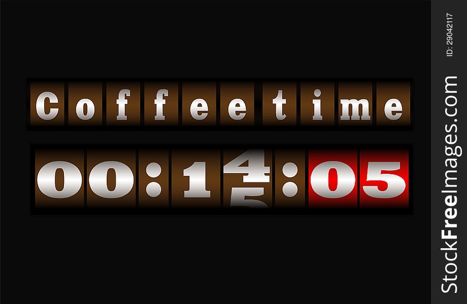 Coffee Time Clock. Vector illustration.