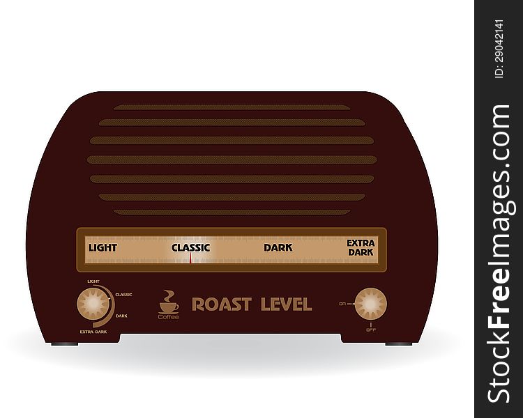 Level of coffee, the radio, roast level. Vector illustration.