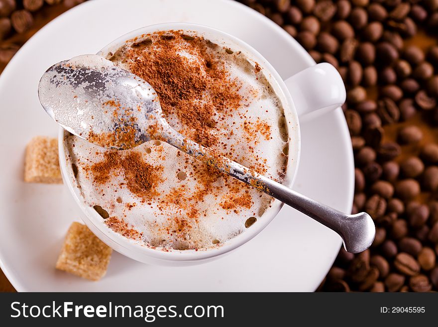Close Up Photograph of a hot coffee cup. Close Up Photograph of a hot coffee cup
