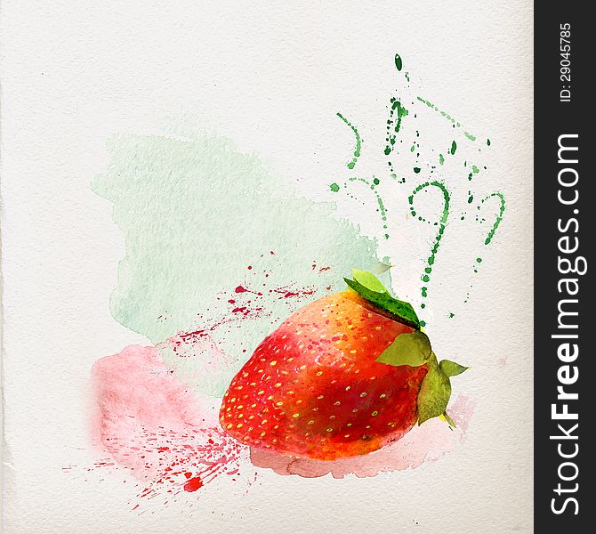 Watercolor background with beautiful strawberries. Watercolor background with beautiful strawberries