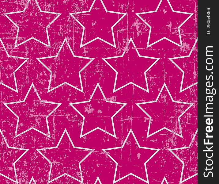 Light gray stars on grunge pink background, seamless pattern. Light gray stars on grunge pink background, seamless pattern