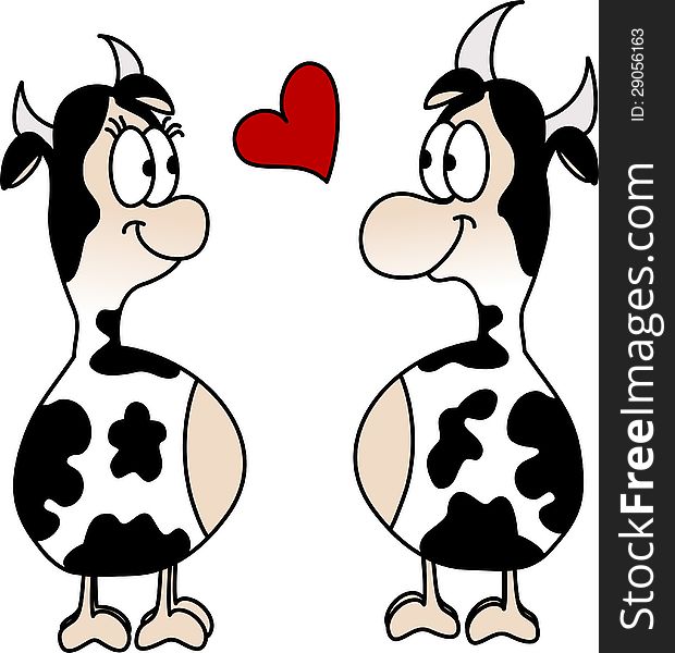 Valentine cute cow cartoon in love