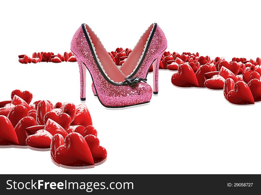 Heart surrounded by shoes. Heart surrounded by shoes.