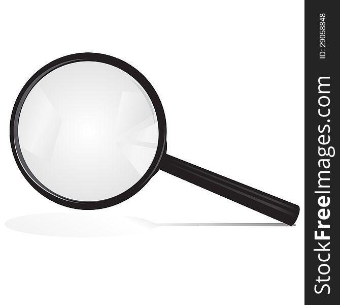 Magnifying glass illustration On a white background